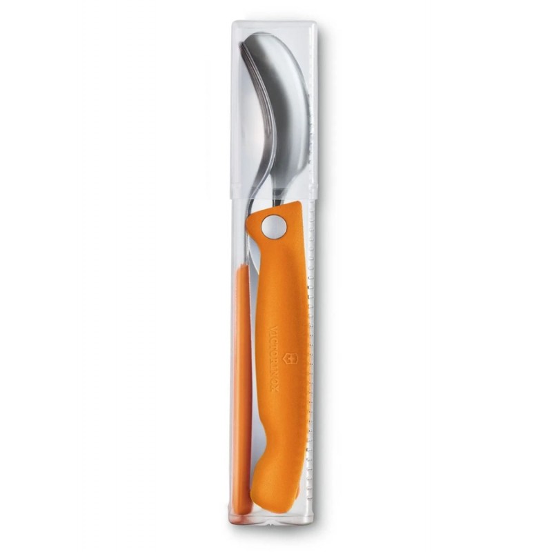 Victorinox Katlanır Soyma Bıçağı ve Çatal-Kaşık Seti (3 Parça) (Turuncu) (VT 6.7192.F9)