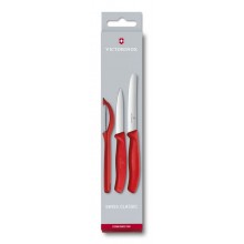 Victorinox 3 Parça Soyuculu Soyma Bıçağı Seti (Kırmızı) (VT 6.7111.31)